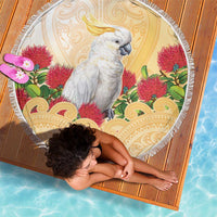 New Zealand Aotearoa Cockatoo Beach Blanket Maori Pattern With Pohutukawa Flowers LT05 - Polynesian Pride