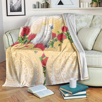 New Zealand Aotearoa Cockatoo Blanket Maori Pattern With Pohutukawa Flowers