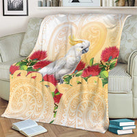 New Zealand Aotearoa Cockatoo Blanket Maori Pattern With Pohutukawa Flowers