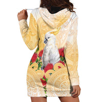 New Zealand Aotearoa Cockatoo Hoodie Dress Maori Pattern With Pohutukawa Flowers