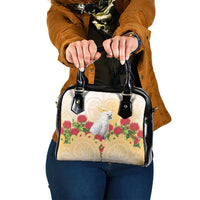 New Zealand Aotearoa Cockatoo Shoulder Handbag Maori Pattern With Pohutukawa Flowers LT05 One Size Beige - Polynesian Pride