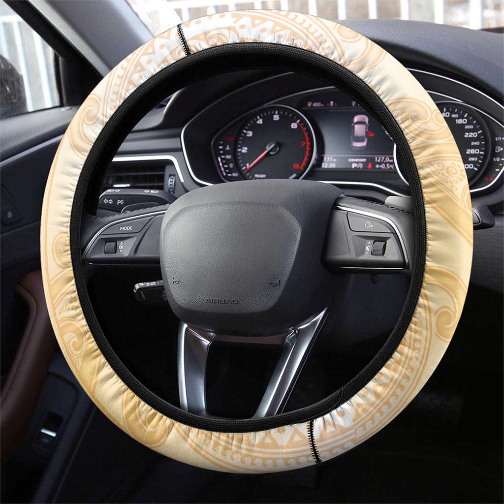New Zealand Aotearoa Cockatoo Steering Wheel Cover Maori Pattern With Pohutukawa Flowers LT05 - Polynesian Pride