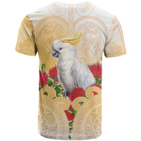New Zealand Aotearoa Cockatoo T Shirt Maori Pattern With Pohutukawa Flowers