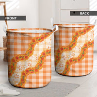 Orange Hawaii Palaka Laundry Basket Hawaiian Ilima Lei LT05 - Polynesian Pride