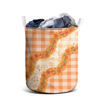 Orange Hawaii Palaka Laundry Basket Hawaiian Ilima Lei LT05 - Polynesian Pride