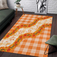 Orange Hawaii Palaka Area Rug Hawaiian Ilima Lei