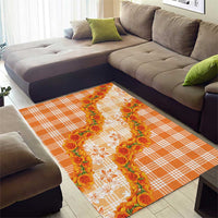 Orange Hawaii Palaka Area Rug Hawaiian Ilima Lei