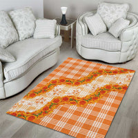 Orange Hawaii Palaka Area Rug Hawaiian Ilima Lei