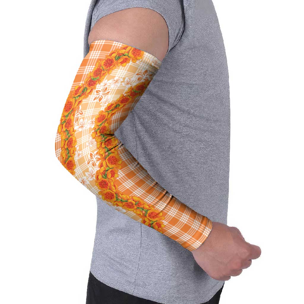 Orange Hawaii Palaka Arm Sleeves Hawaiian Ilima Lei LT05 - Polynesian Pride