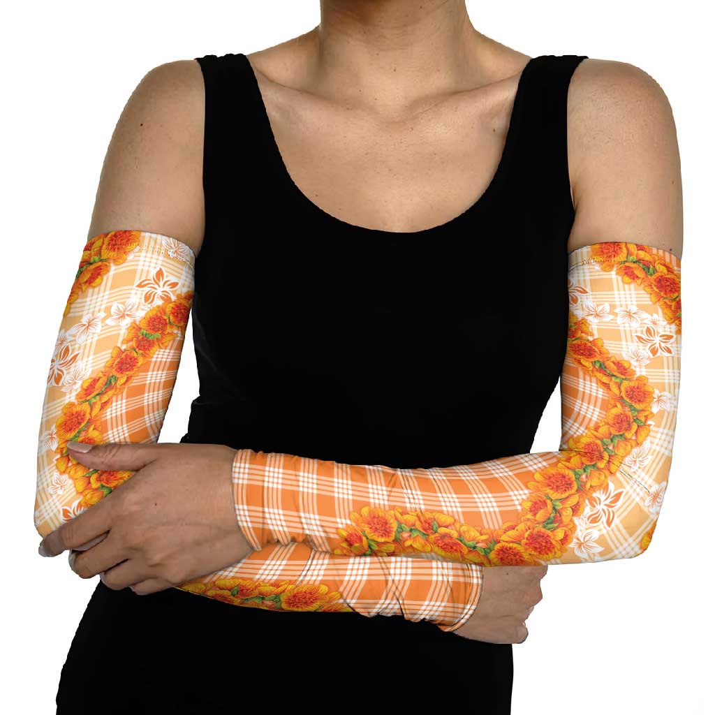 Orange Hawaii Palaka Arm Sleeves Hawaiian Ilima Lei LT05 - Polynesian Pride