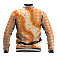 Orange Hawaii Palaka Baseball Jacket Hawaiian Ilima Lei