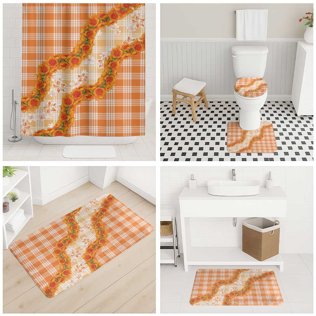 Orange Hawaii Palaka Bathroom Set Hawaiian Ilima Lei