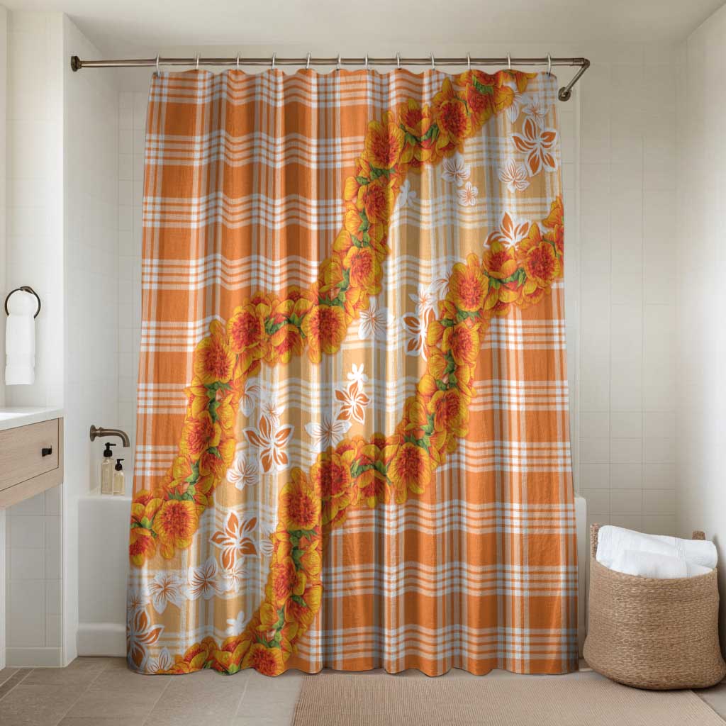 Orange Hawaii Palaka Bathroom Set Hawaiian Ilima Lei