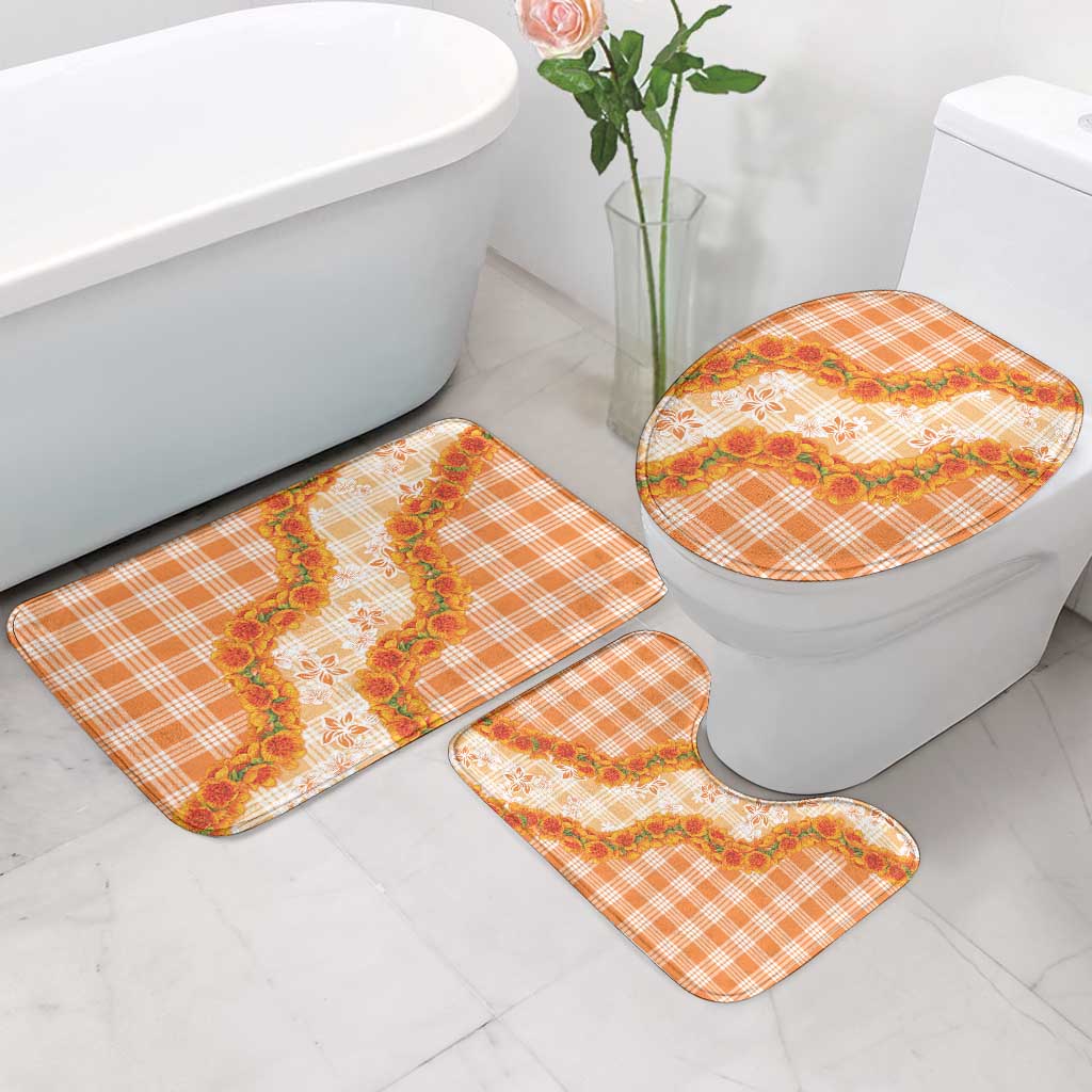 Orange Hawaii Palaka Bathroom Set Hawaiian Ilima Lei