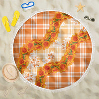 Orange Hawaii Palaka Beach Blanket Hawaiian Ilima Lei LT05 One Size 150cm Orange - Polynesian Pride