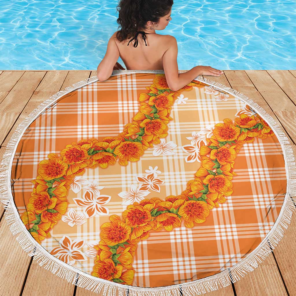 Orange Hawaii Palaka Beach Blanket Hawaiian Ilima Lei LT05 - Polynesian Pride