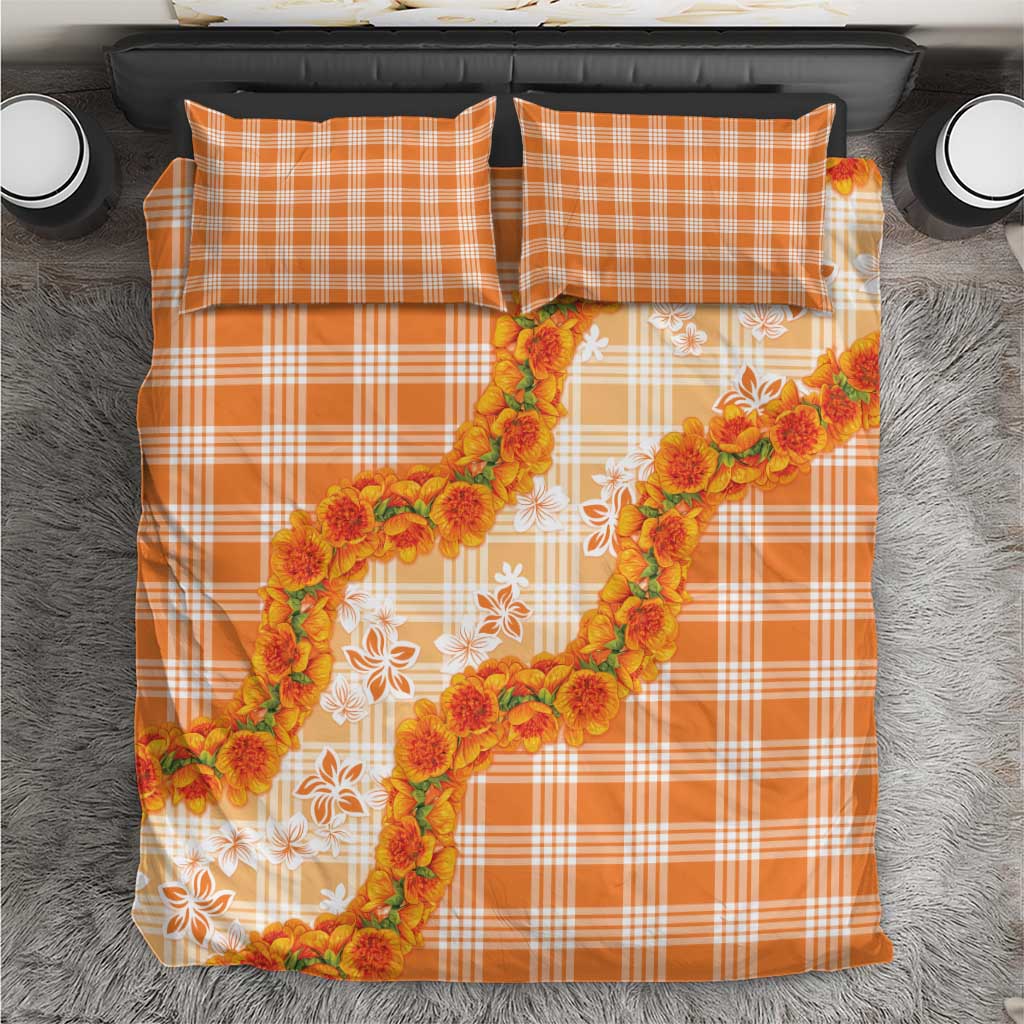 Orange Hawaii Palaka Bedding Set Hawaiian Ilima Lei LT05 Orange - Polynesian Pride