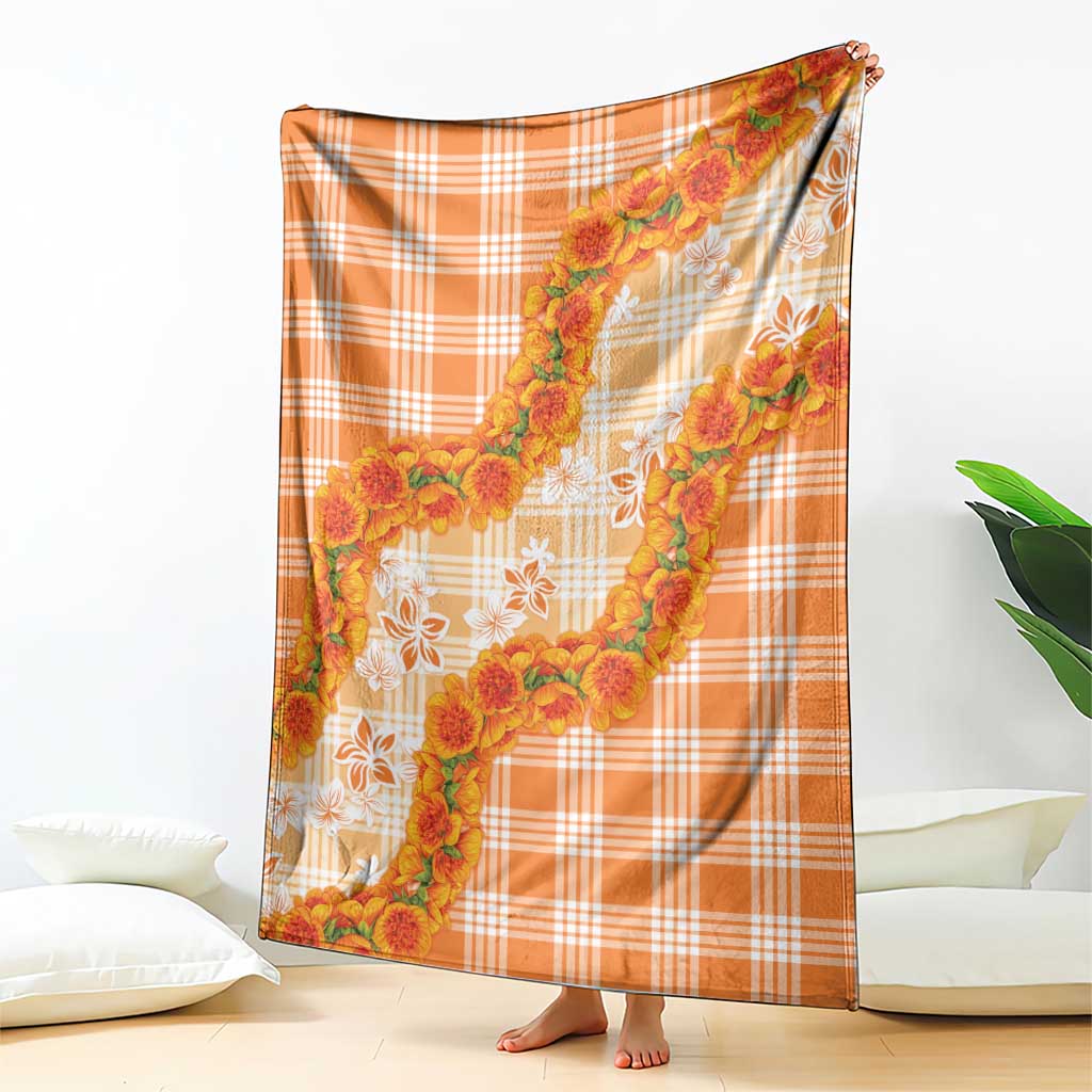 Orange Hawaii Palaka Blanket Hawaiian Ilima Lei LT05 - Polynesian Pride