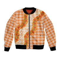 Orange Hawaii Palaka Bomber Jacket Hawaiian Ilima Lei LT05 Unisex Orange - Polynesian Pride