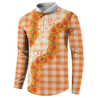 Orange Hawaii Palaka Button Sweatshirt Hawaiian Ilima Lei LT05 - Polynesian Pride