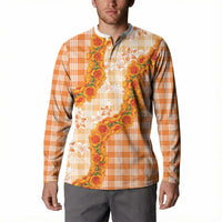 Orange Hawaii Palaka Button Sweatshirt Hawaiian Ilima Lei LT05 - Polynesian Pride