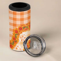 Orange Hawaii Palaka 4 in 1 Can Cooler Tumbler Hawaiian Ilima Lei LT05 - Polynesian Pride