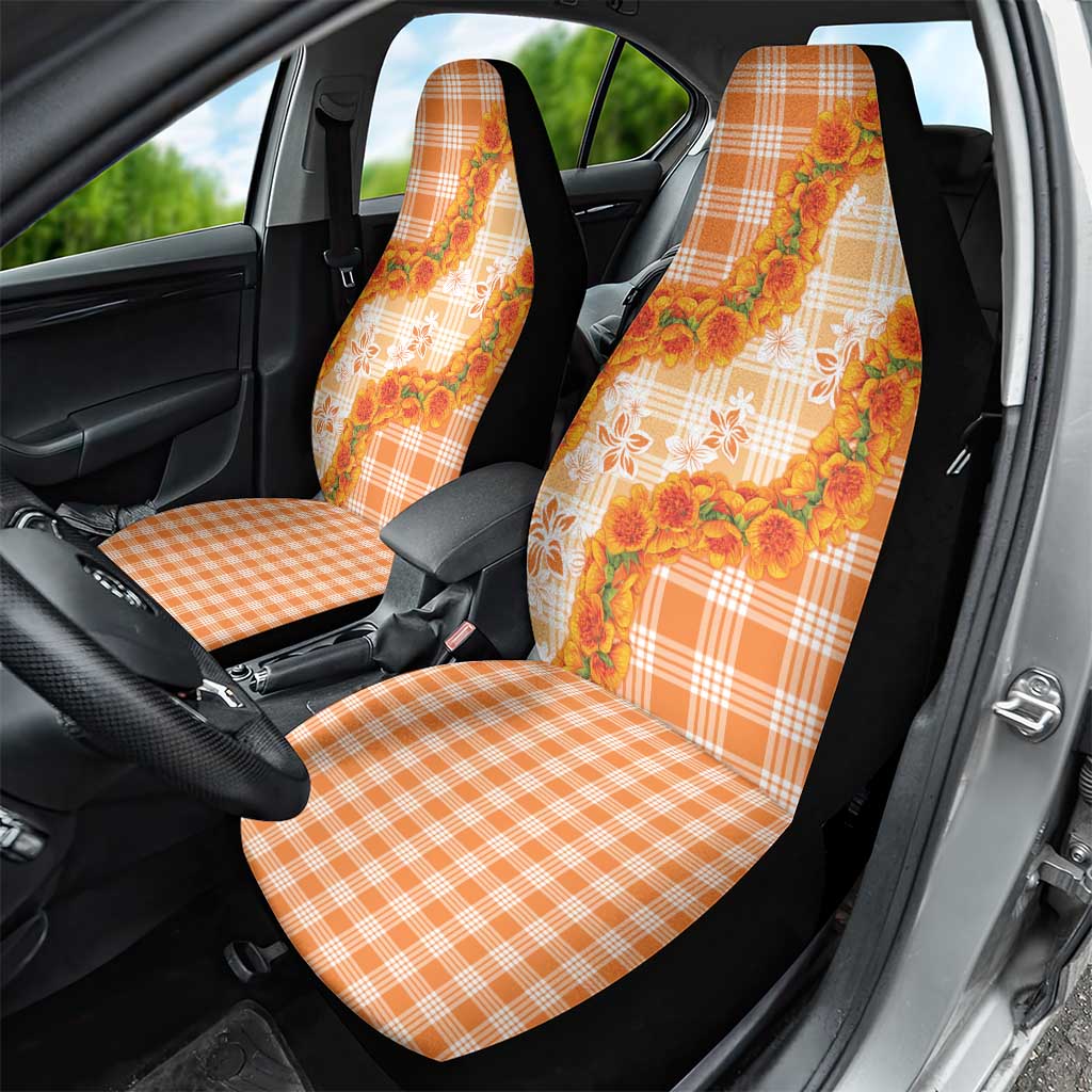 Orange Hawaii Palaka Car Seat Cover Hawaiian Ilima Lei LT05 - Polynesian Pride