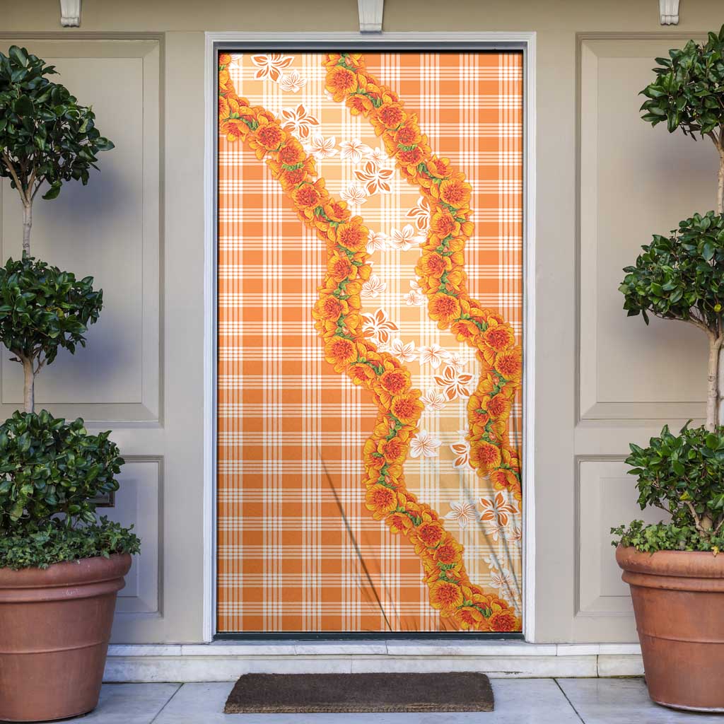 Orange Hawaii Palaka Door Cover Hawaiian Ilima Lei