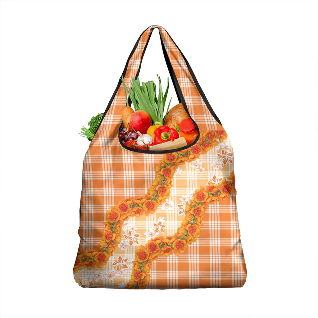 Orange Hawaii Palaka Grocery Bag Hawaiian Ilima Lei LT05 1-pack One Size Orange - Polynesian Pride