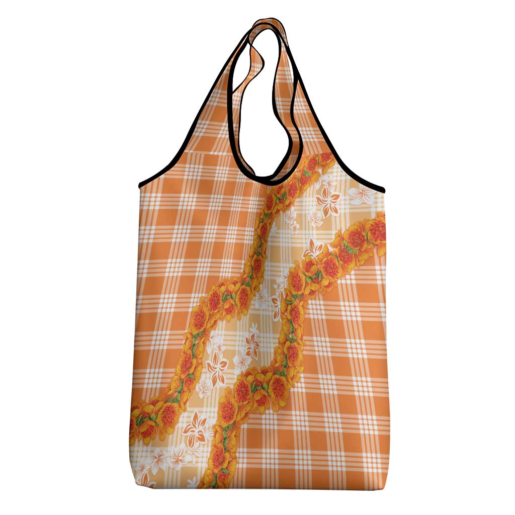 Orange Hawaii Palaka Grocery Bag Hawaiian Ilima Lei LT05 - Polynesian Pride