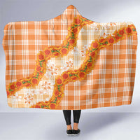 Orange Hawaii Palaka Hooded Blanket Hawaiian Ilima Lei LT05 One Size Orange - Polynesian Pride