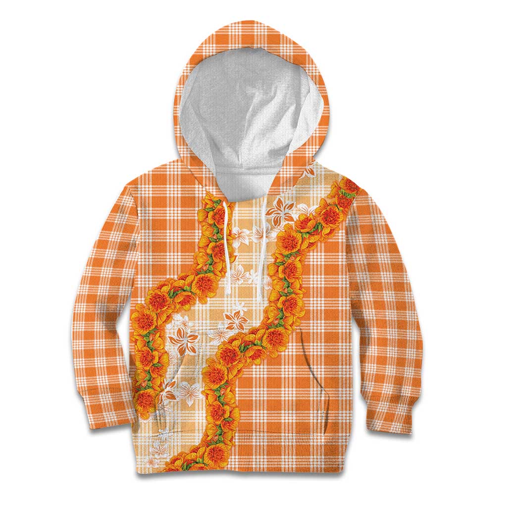 Orange Hawaii Palaka Kid Hoodie Hawaiian Ilima Lei LT05 Hoodie Orange - Polynesian Pride