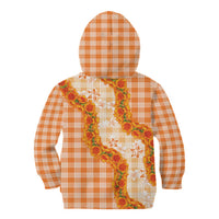Orange Hawaii Palaka Kid Hoodie Hawaiian Ilima Lei LT05 - Polynesian Pride