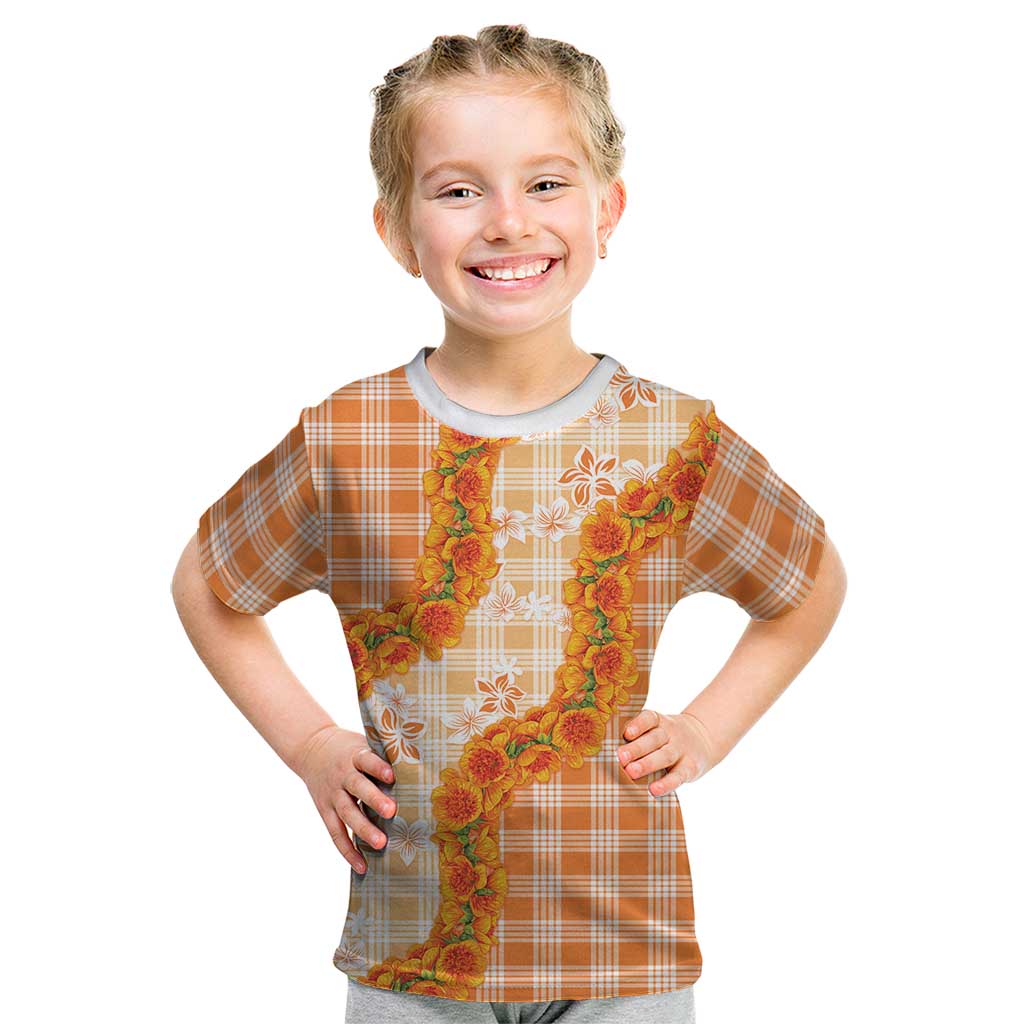 Orange Hawaii Palaka Kid T Shirt Hawaiian Ilima Lei LT05 Orange - Polynesian Pride