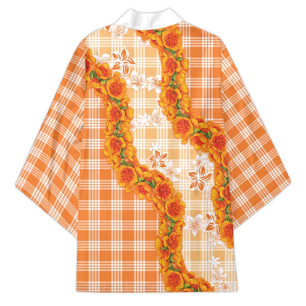 Orange Hawaii Palaka Kimono Hawaiian Ilima Lei LT05 - Polynesian Pride