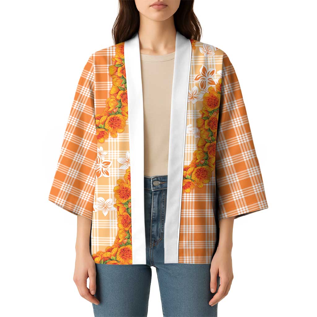 Orange Hawaii Palaka Kimono Hawaiian Ilima Lei LT05 - Polynesian Pride