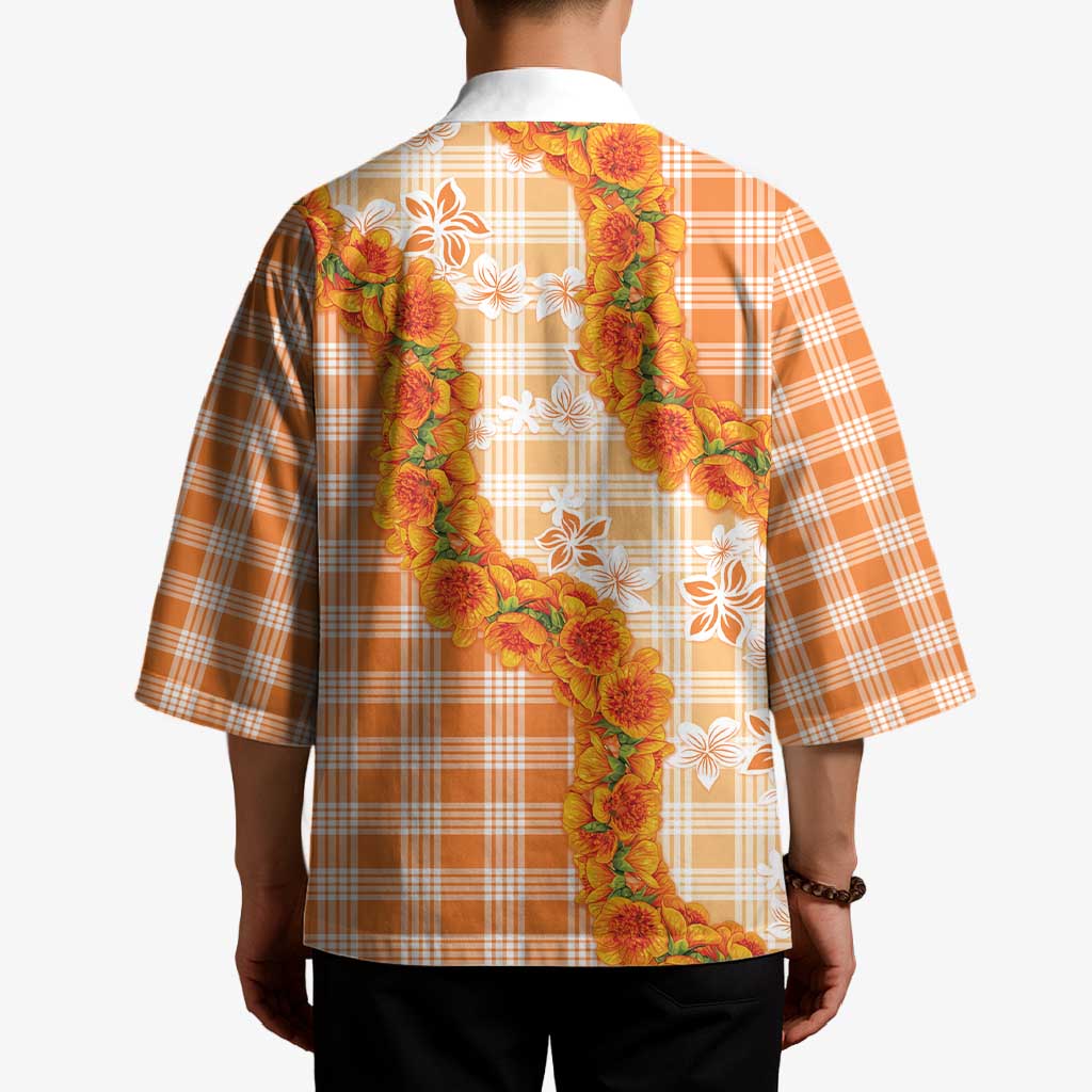 Orange Hawaii Palaka Kimono Hawaiian Ilima Lei LT05 - Polynesian Pride