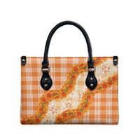 Orange Hawaii Palaka Leather Bag Hawaiian Ilima Lei LT05 - Polynesian Pride