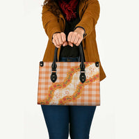 Orange Hawaii Palaka Leather Bag Hawaiian Ilima Lei LT05 - Polynesian Pride