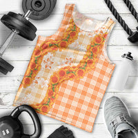 Orange Hawaii Palaka Men Tank Top Hawaiian Ilima Lei LT05 - Polynesian Pride