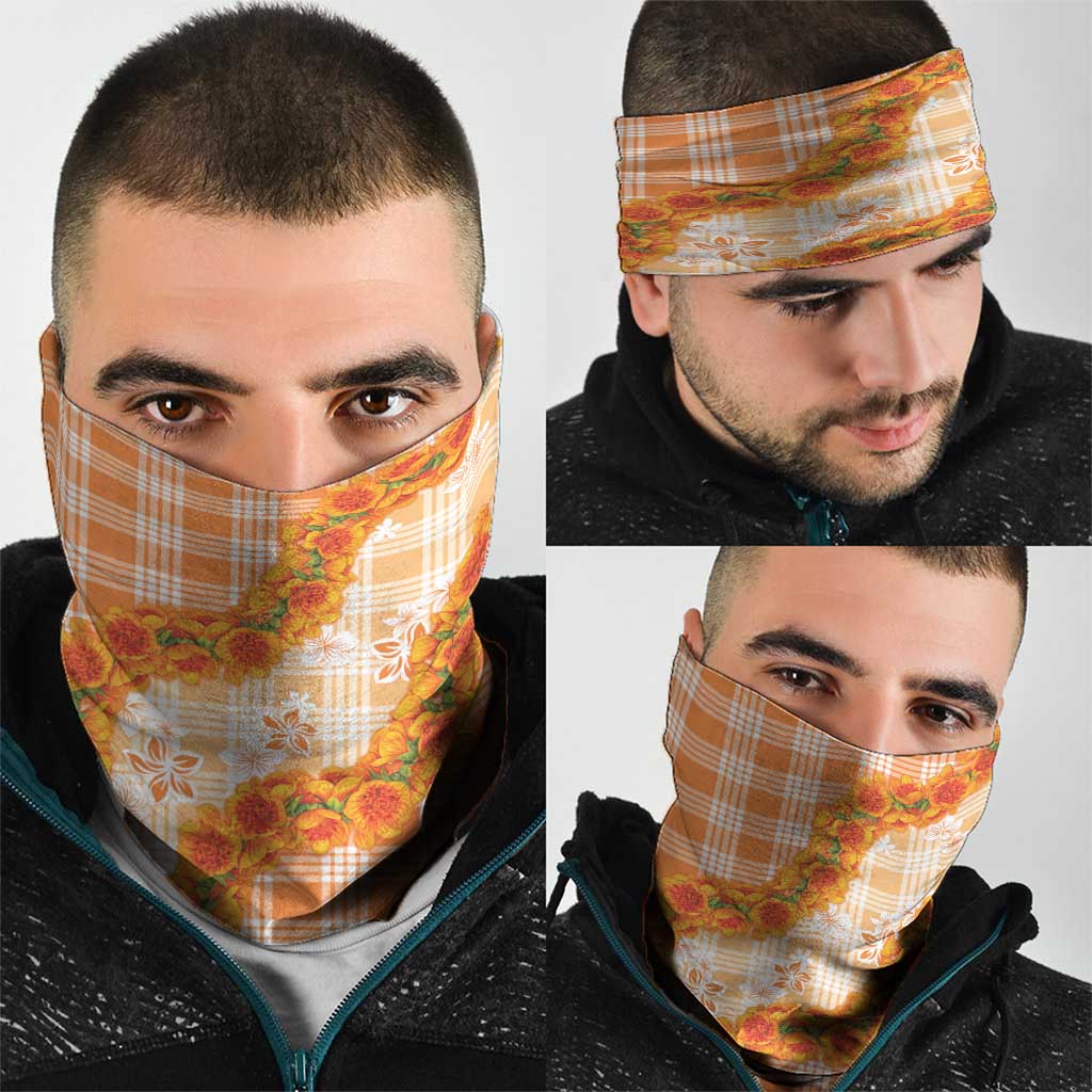 Orange Hawaii Palaka Neck Gaiter Hawaiian Ilima Lei LT05 - Polynesian Pride