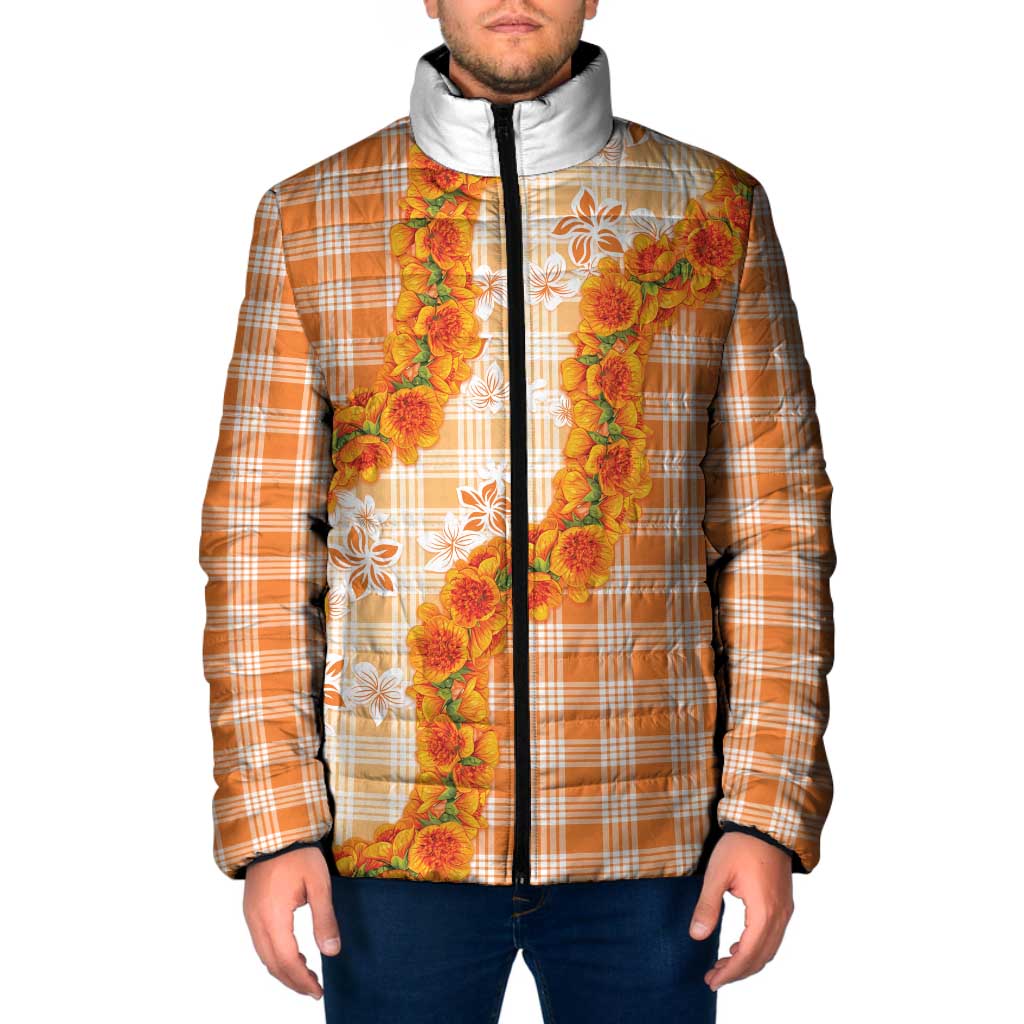 Orange Hawaii Palaka Padded Jacket Hawaiian Ilima Lei LT05 Men Orange - Polynesian Pride