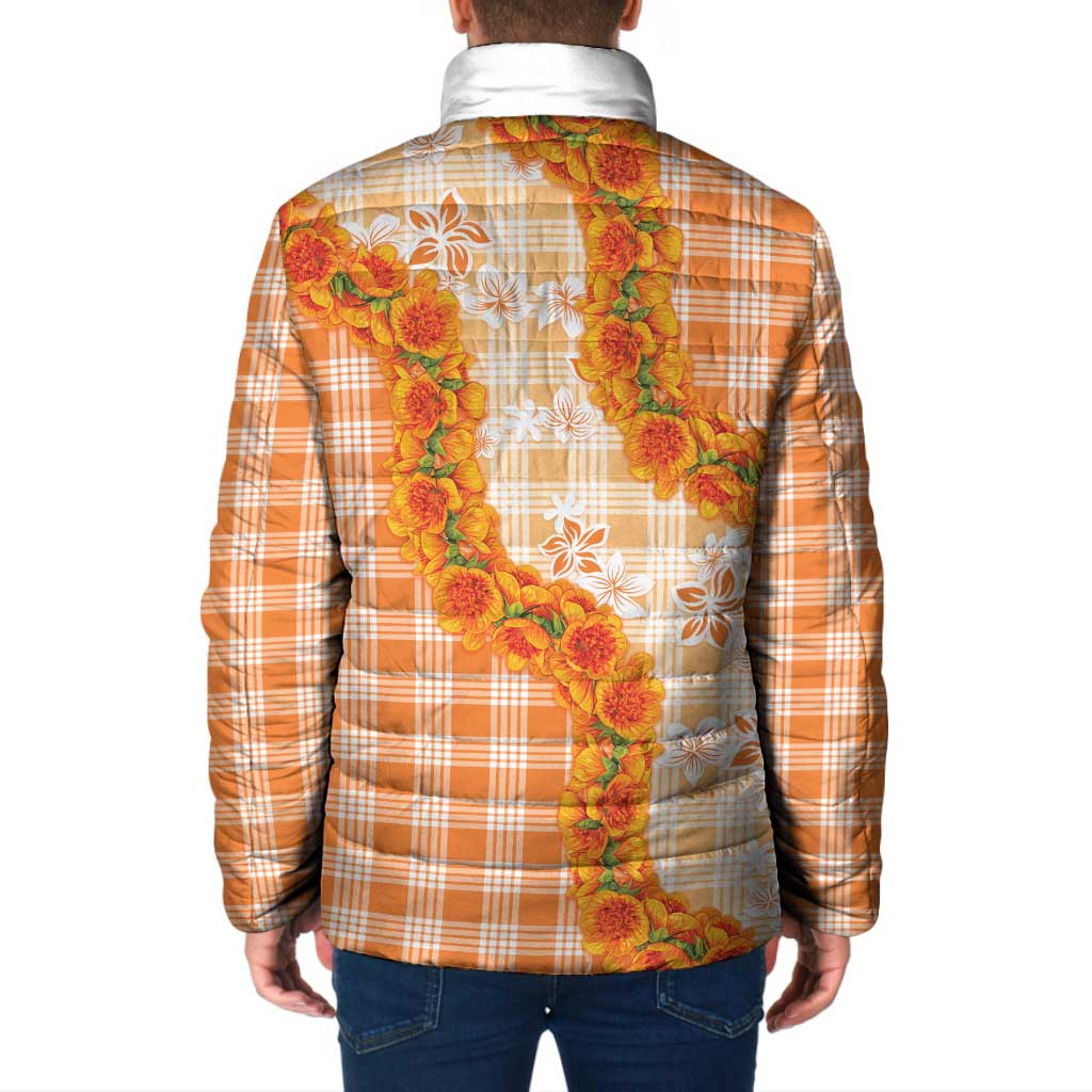 Orange Hawaii Palaka Padded Jacket Hawaiian Ilima Lei LT05 - Polynesian Pride
