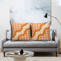 Orange Hawaii Palaka Pillow Cover Hawaiian Ilima Lei LT05 - Polynesian Pride