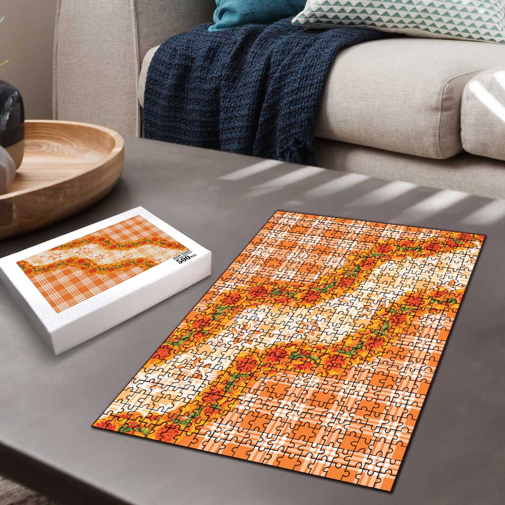 Orange Hawaii Palaka Puzzle Hawaiian Ilima Lei