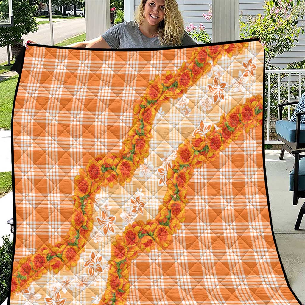 Orange Hawaii Palaka Quilt Hawaiian Ilima Lei LT05 Orange - Polynesian Pride