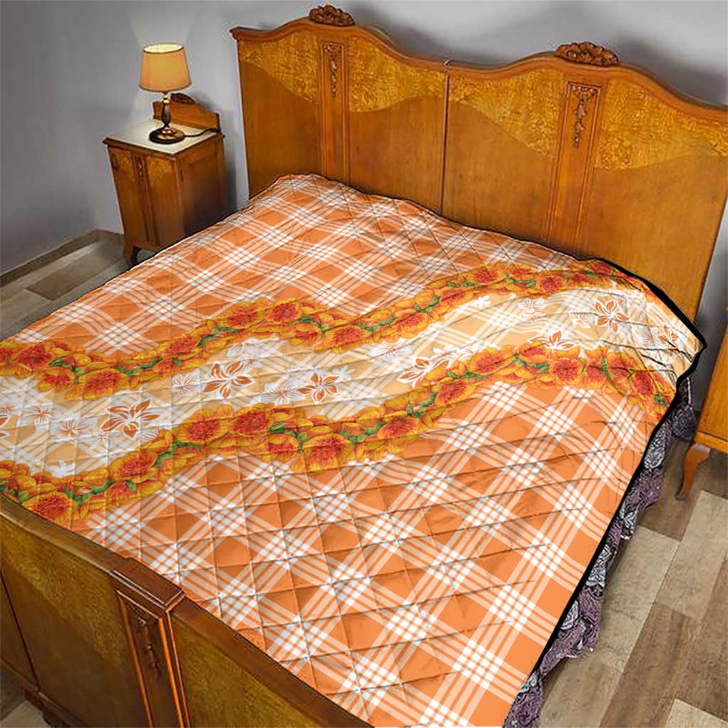 Orange Hawaii Palaka Quilt Hawaiian Ilima Lei LT05 - Polynesian Pride