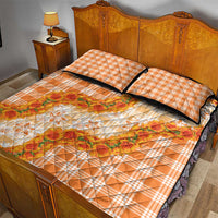 Orange Hawaii Palaka Quilt Bed Set Hawaiian Ilima Lei