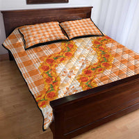 Orange Hawaii Palaka Quilt Bed Set Hawaiian Ilima Lei