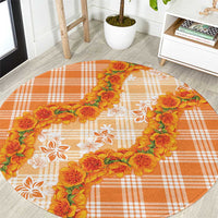 Orange Hawaii Palaka Round Carpet Hawaiian Ilima Lei